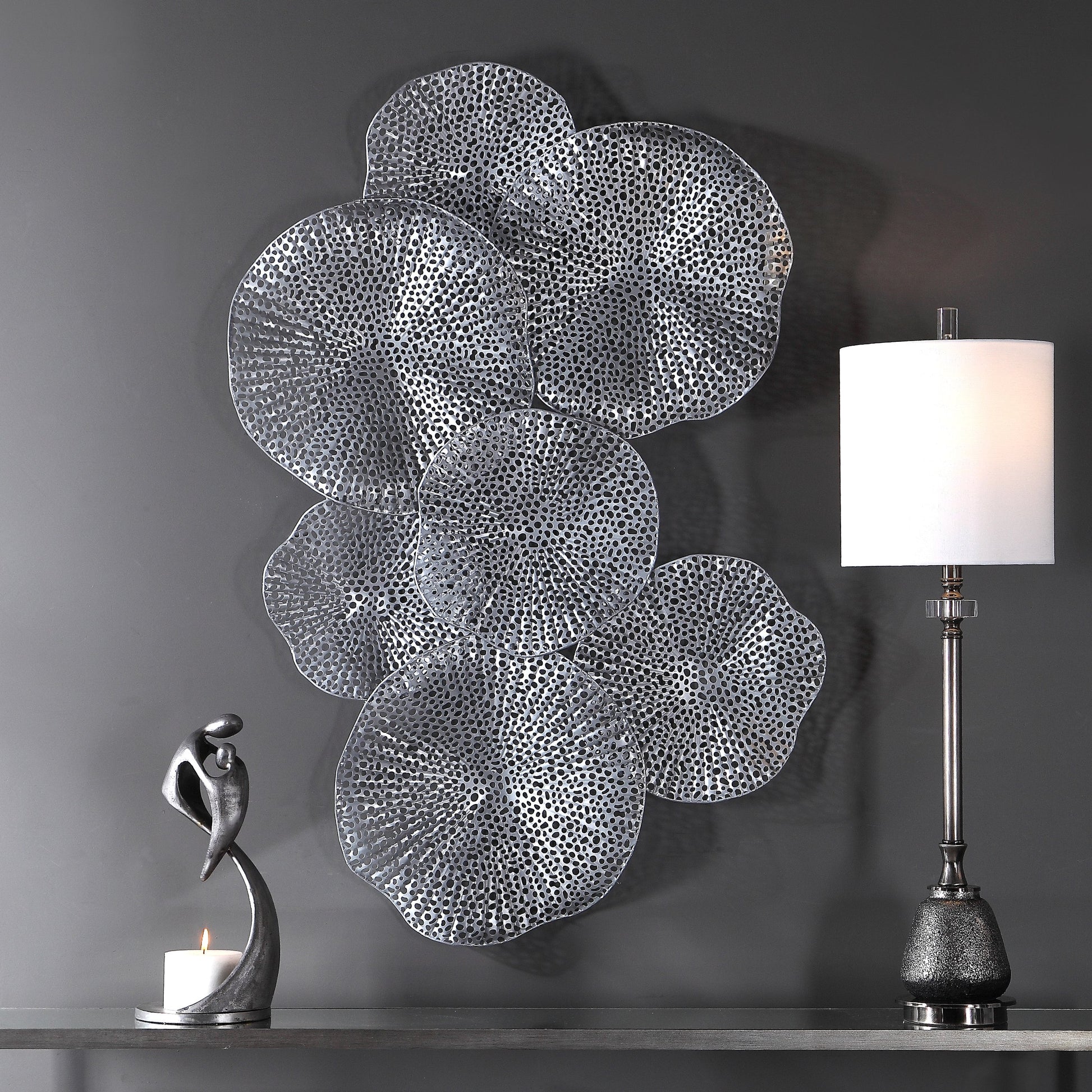 Ripley Metal Leaf Wall Art by Uttermost. Made from iron in a modern style.