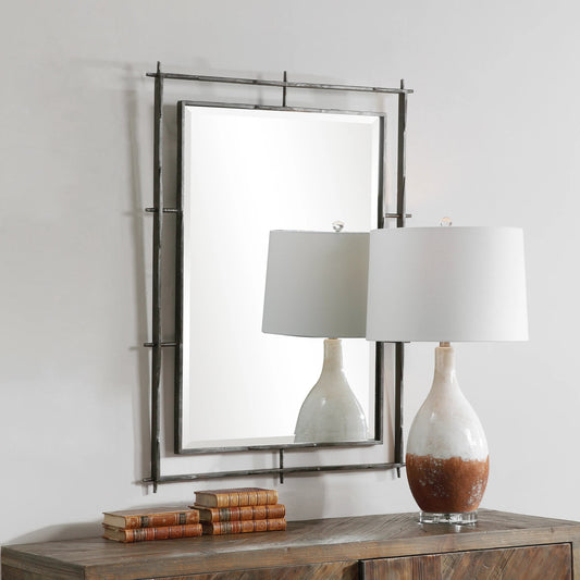 Ironworks Industrial Mirror by Uttermost. Made from iron, mdf, mirror in a modern style.
