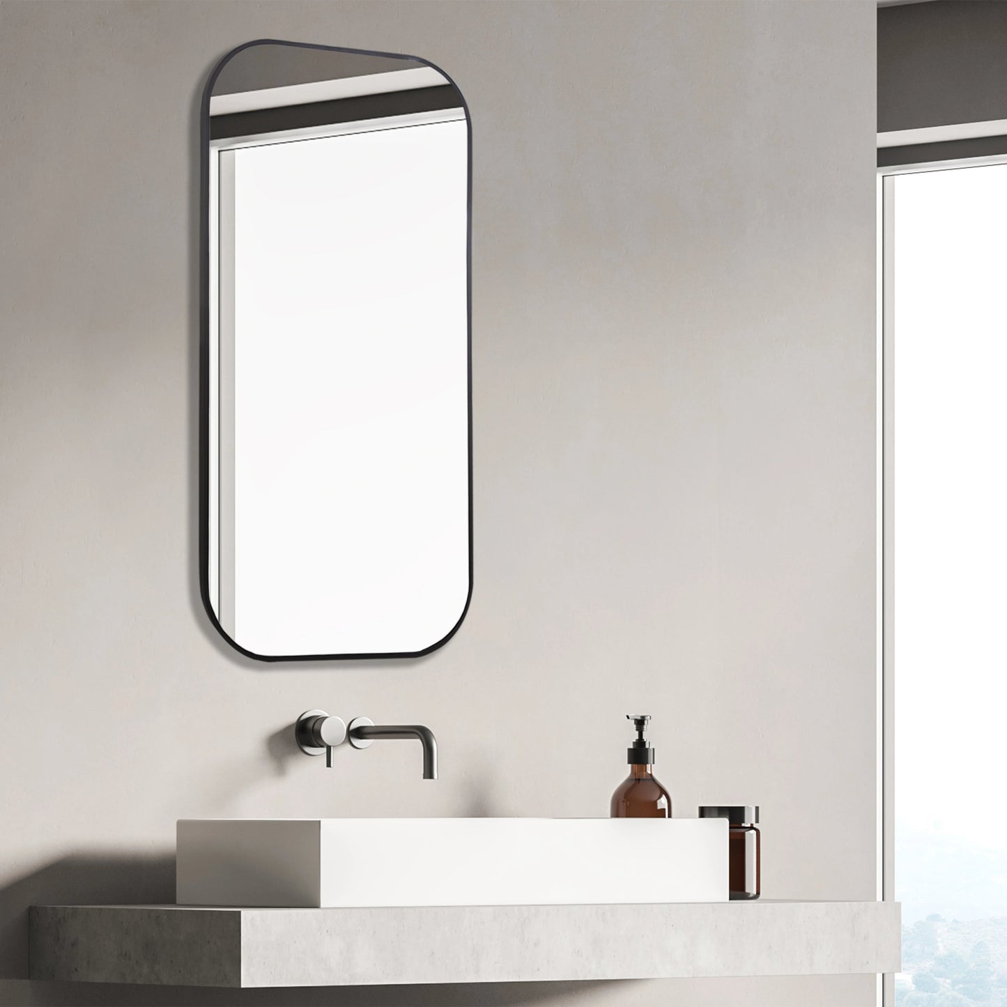 005 SR-824136 | Lifestyle | Taft Dark Mirror by Uttermost in bronze. Made from stainless steel, mdf, glass in a modern style.