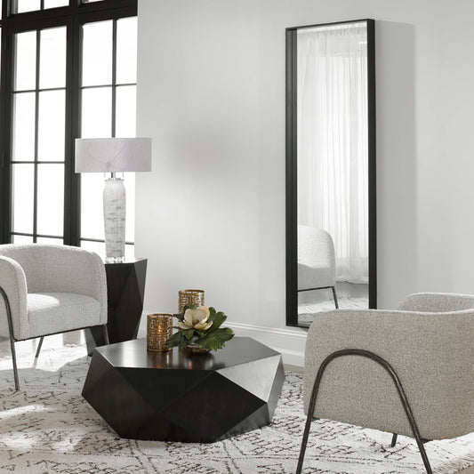 Kahn Mirror by Uttermost in matte black. Made from iron, mdf, glass in a modern style.