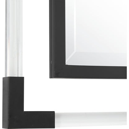 Balkan Mirror by Uttermost in matte black. Made from iron, mdf, glass, acrylic in a modern style.