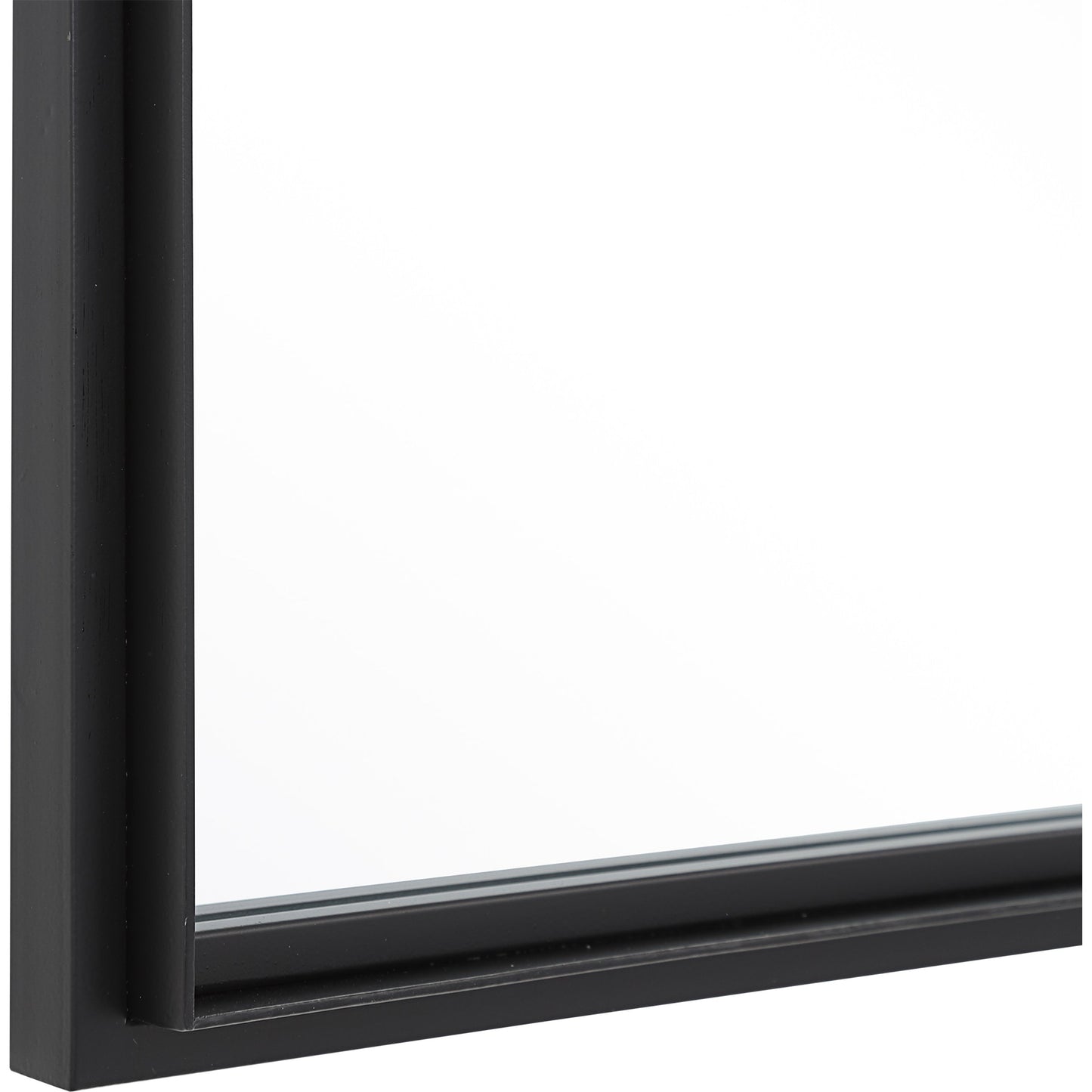 004 SI-1750289 | Closeup | Rousseau Window Mirror by Uttermost in black. Made from iron, mdf, glass in a transitional style.