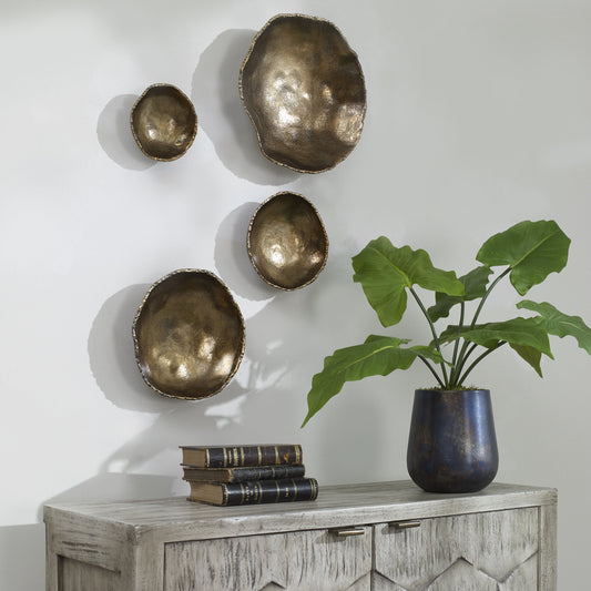 Lucky Coins Wall Bowls by Uttermost in vintage brass. Made from aluminum in a eclectic & global style.