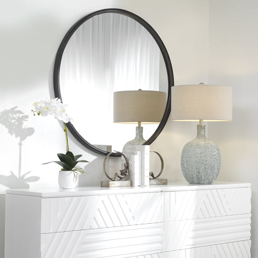 Dawsyn Mirror by Uttermost in aged black. Made from mdf, iron, mirror in a modern style.
