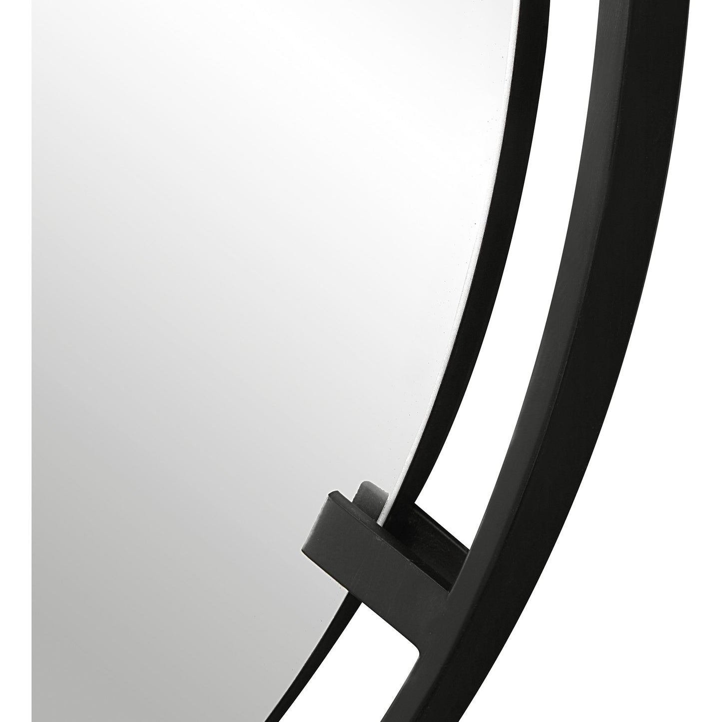 002 SI-1754791 | Closeup | Cashel Mirror by Uttermost in satin black. Made from mdf, iron, mirror in a modern style.