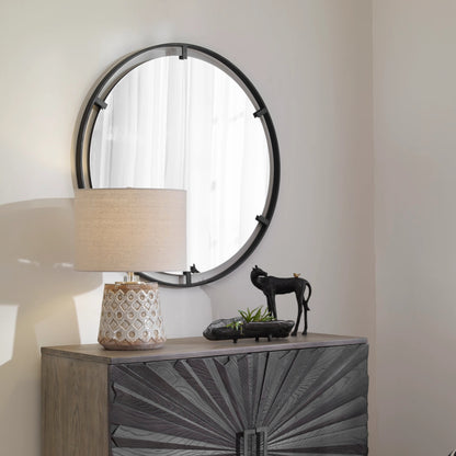 Cashel Mirror by Uttermost in satin black. Made from mdf, iron, mirror in a modern style.
