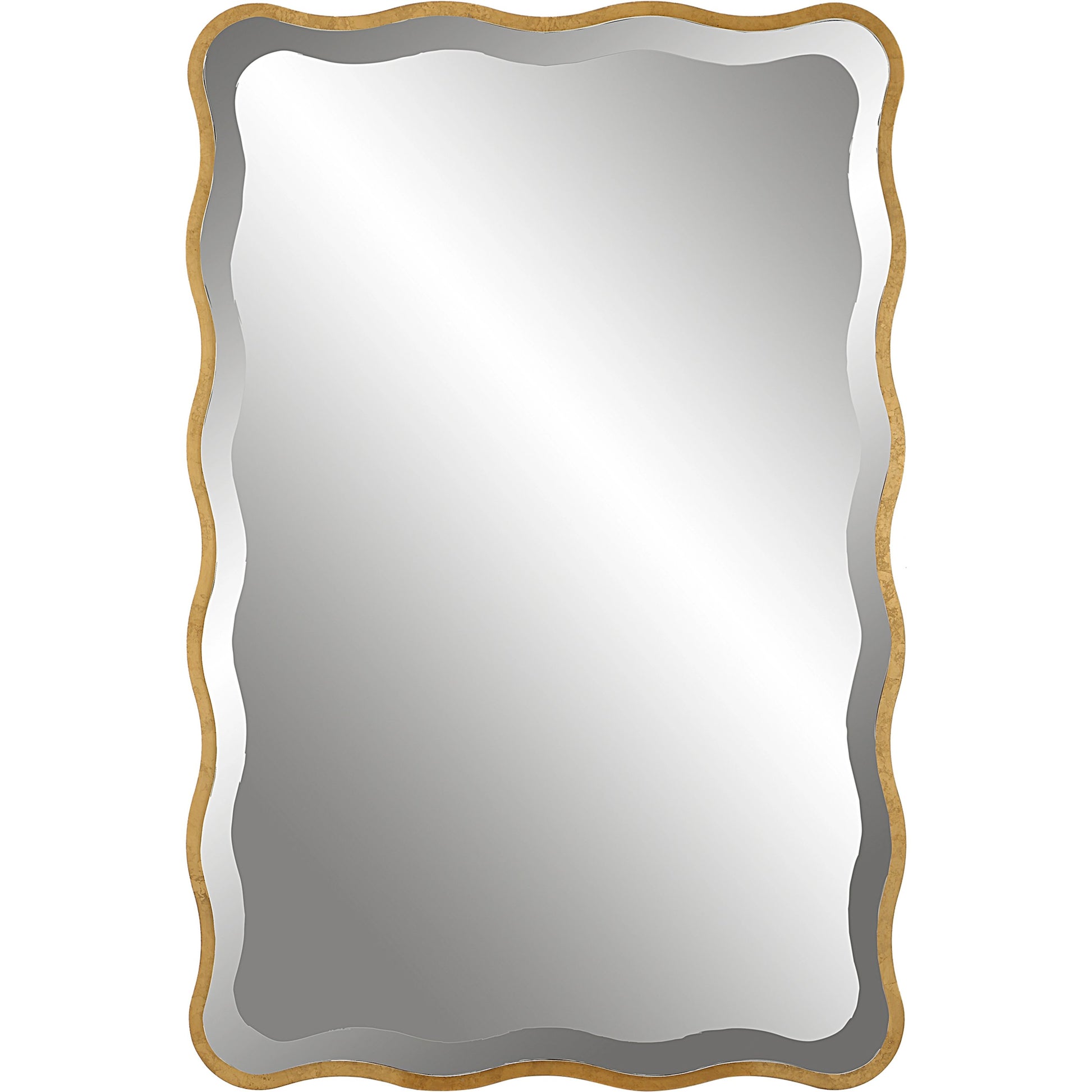 Aneta Scalloped Mirror by Uttermost in aged gold. Made from mdf, mirror in a modern style.