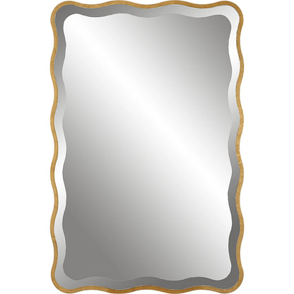 Aneta Scalloped Mirror by Uttermost in aged gold. Made from mdf, mirror in a modern style.