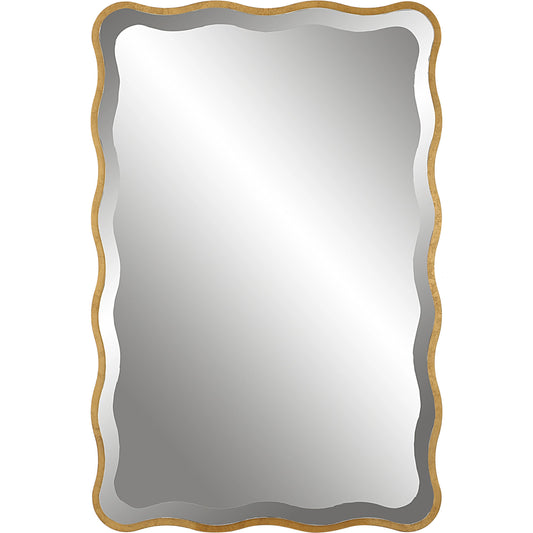 Aneta Scalloped Mirror by Uttermost in aged gold. Made from mdf, mirror in a modern style.