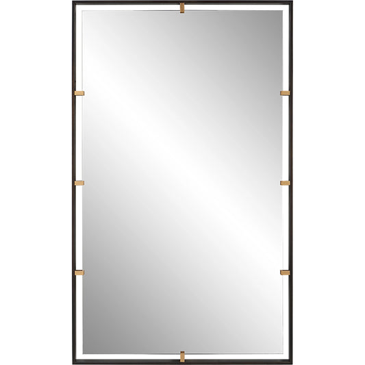 Egon Rectangular Mirror by Uttermost in gold. Made from iron, mdf, glass in a modern style.