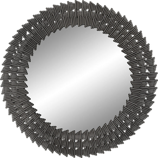 Illusion Round Mirror by Uttermost in burnished silver. Made from iron, mirror, mdf in a modern style.