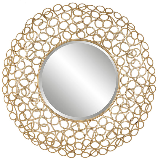 Swirl Round Mirror by Uttermost in gold. Made from iron, mirror, mdf in a modern style.