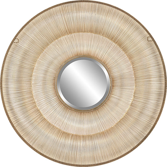 Bauble Round Mirror by Uttermost in antique gold. Made from iron, mirror, mdf in a coastal style.