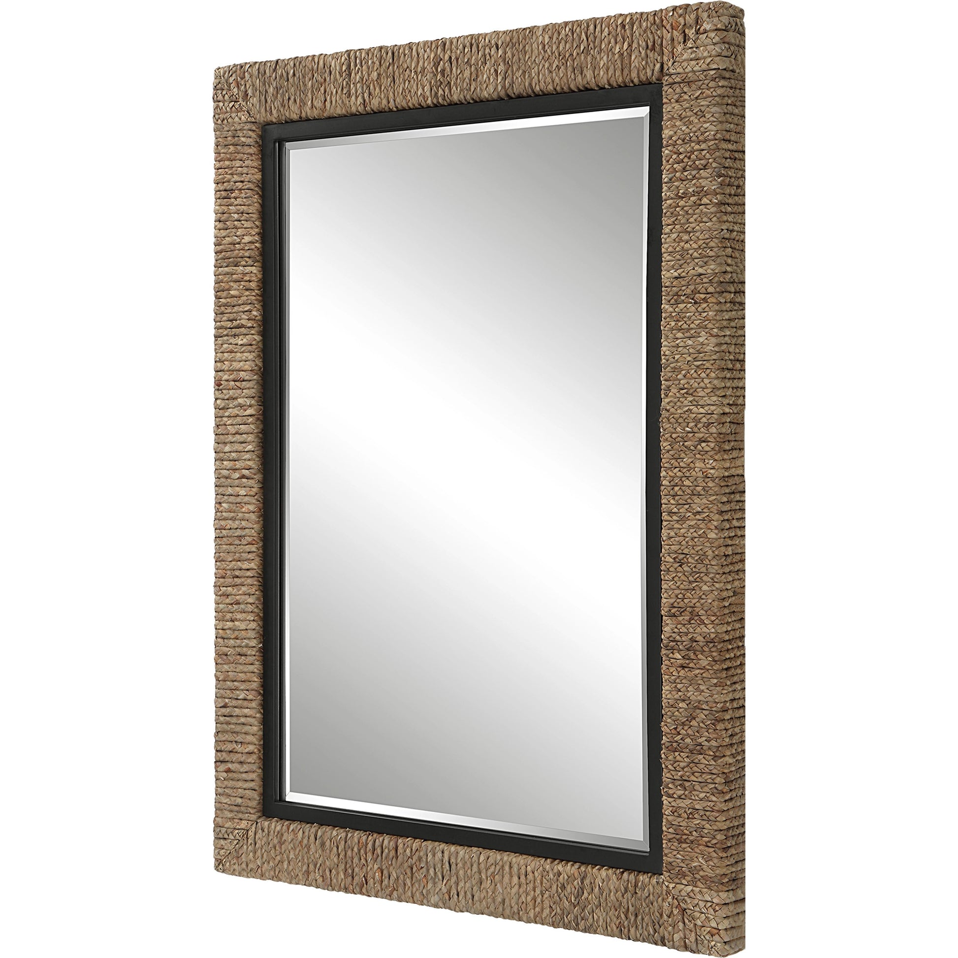 Island Mirror by Uttermost. Made from mirror, mdf, iron, straw rope in a modern style.