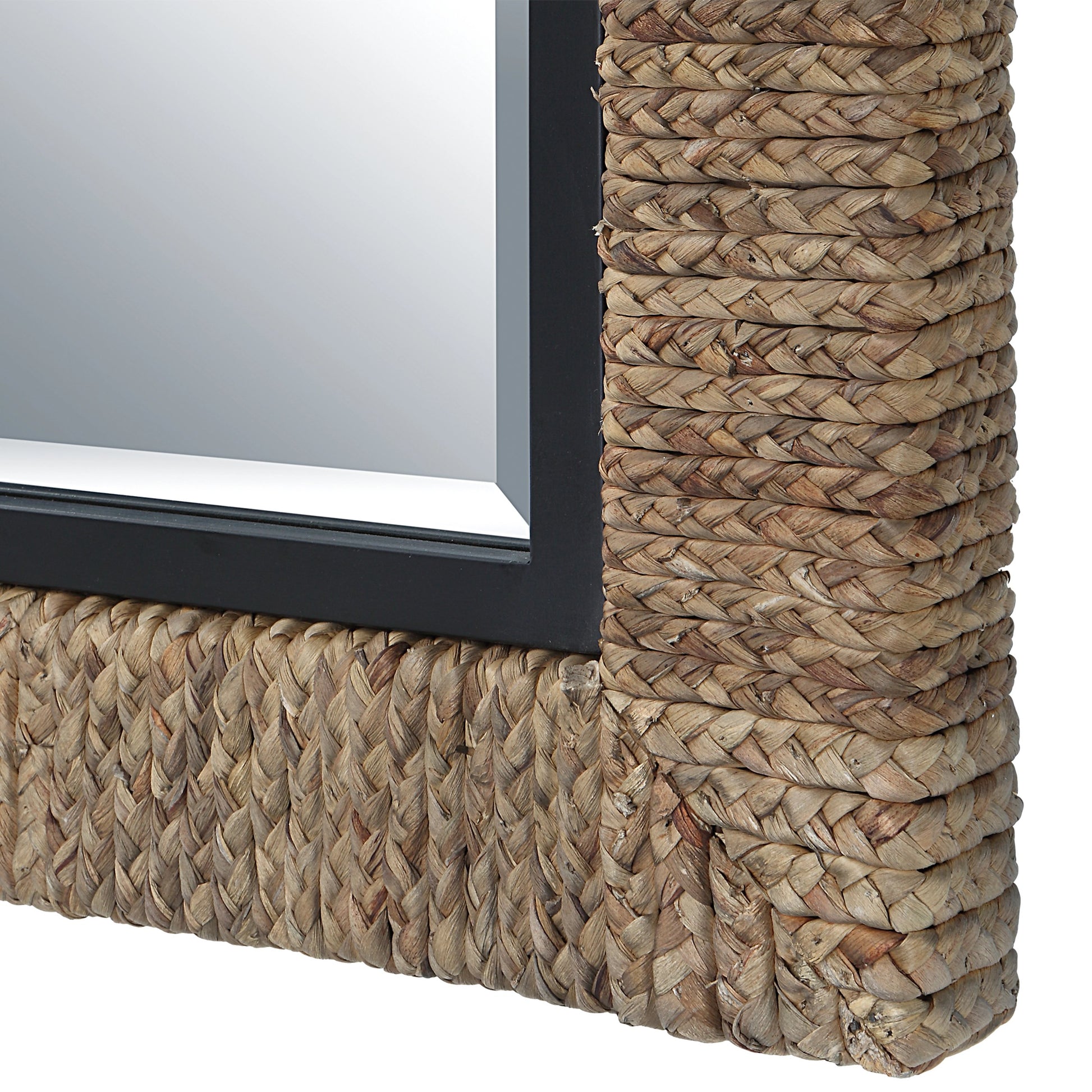 Island Mirror by Uttermost. Made from mirror, mdf, iron, straw rope in a modern style.