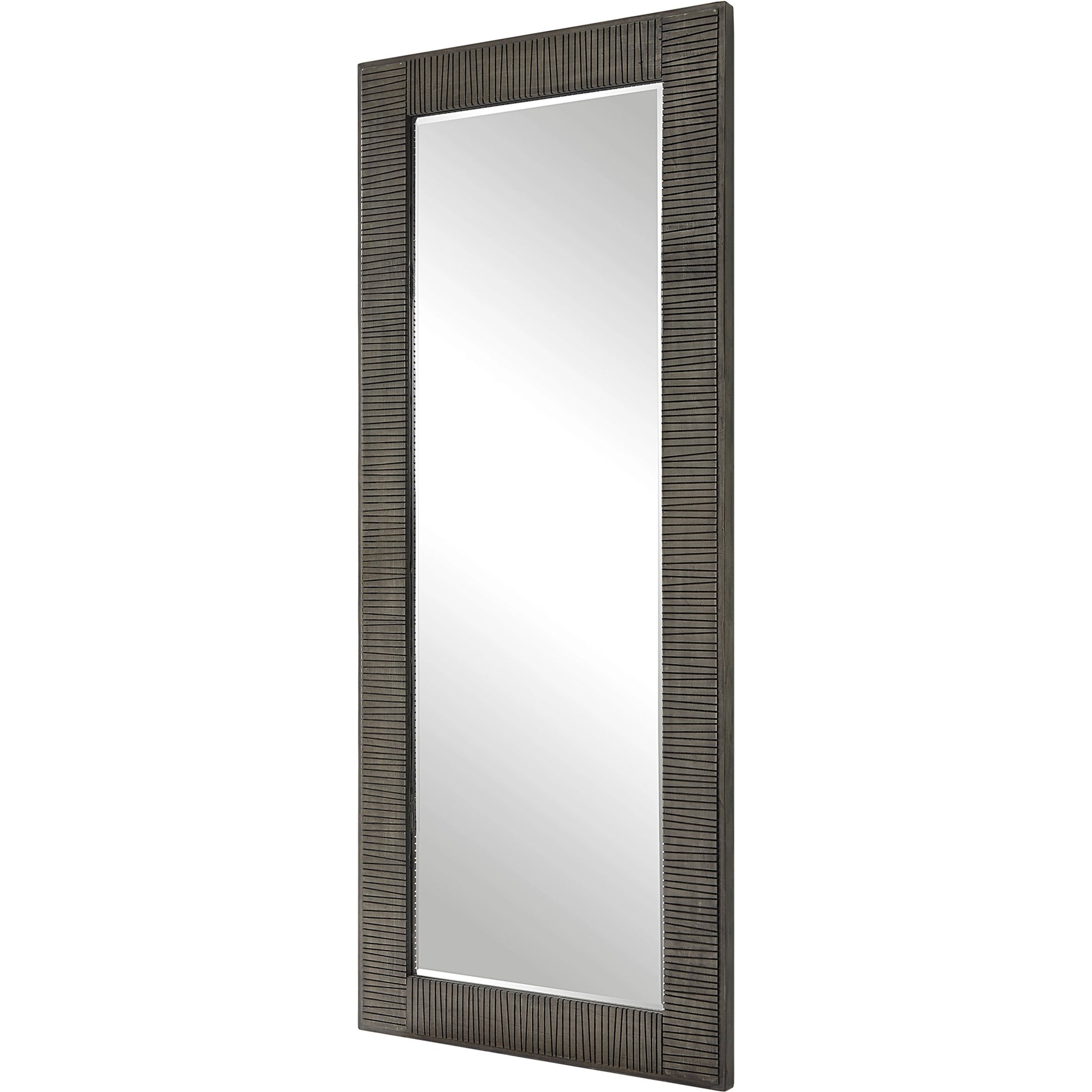 Figaro Mirror by Uttermost in aged gray wash. Made from mirror, mdf, pine, fir in a modern style.