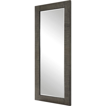 Figaro Mirror by Uttermost in aged gray wash. Made from mirror, mdf, pine, fir in a modern style.