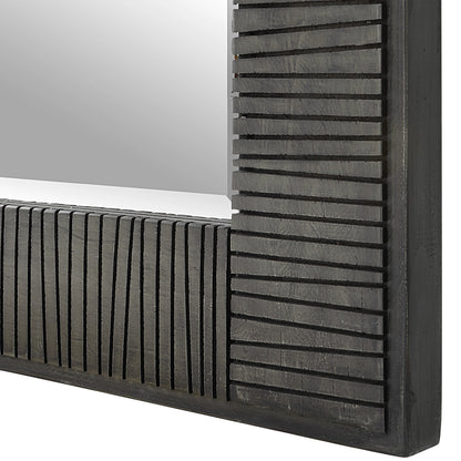 Figaro Mirror by Uttermost in aged gray wash. Made from mirror, mdf, pine, fir in a modern style.