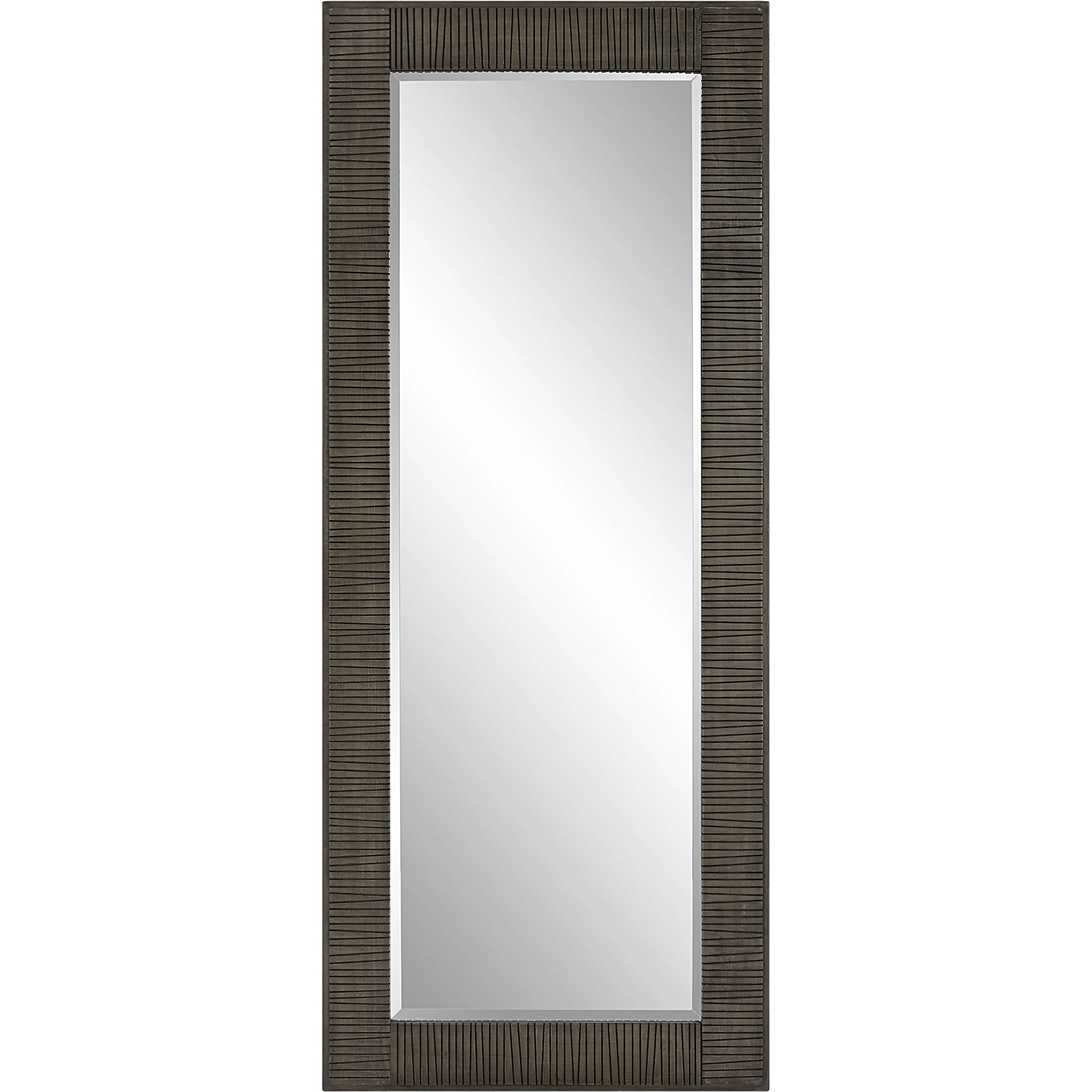 Figaro Mirror by Uttermost in aged gray wash. Made from mirror, mdf, pine, fir in a modern style.