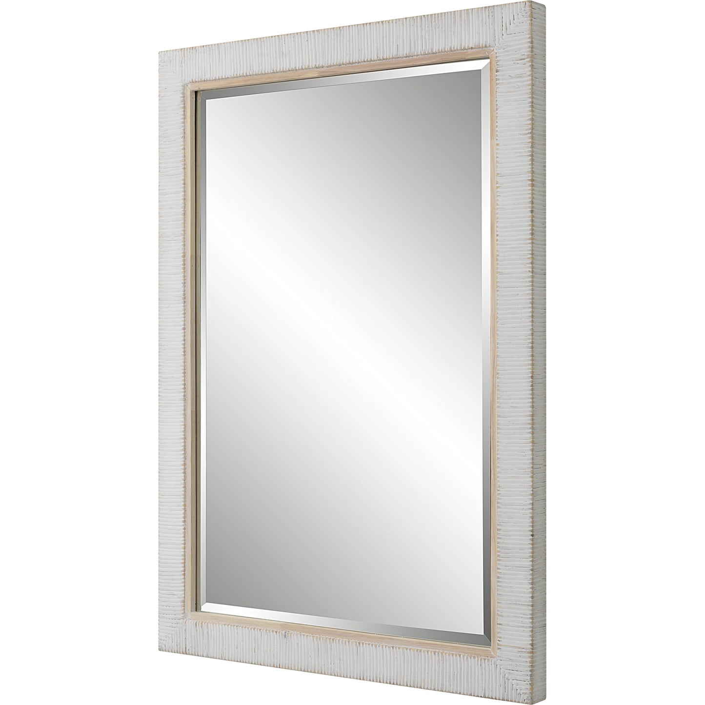 002 SI-1981170 | Additional Silo | Cape Mirror by Uttermost in whitewashed. Made from mirror, mdf, rattan, oak in a modern style.