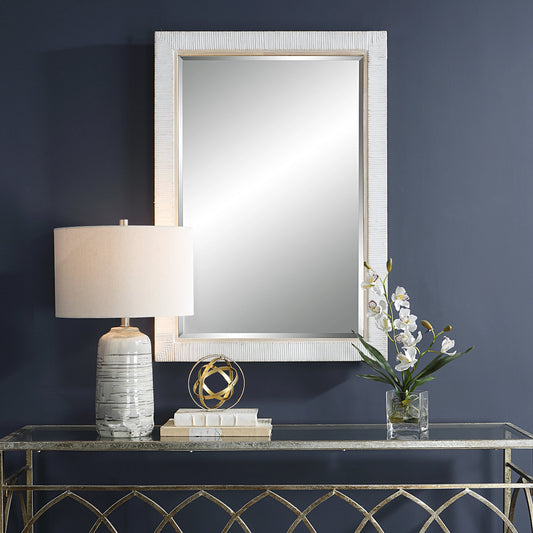 Cape Mirror by Uttermost in whitewashed. Made from mirror, mdf, rattan, oak in a modern style.
