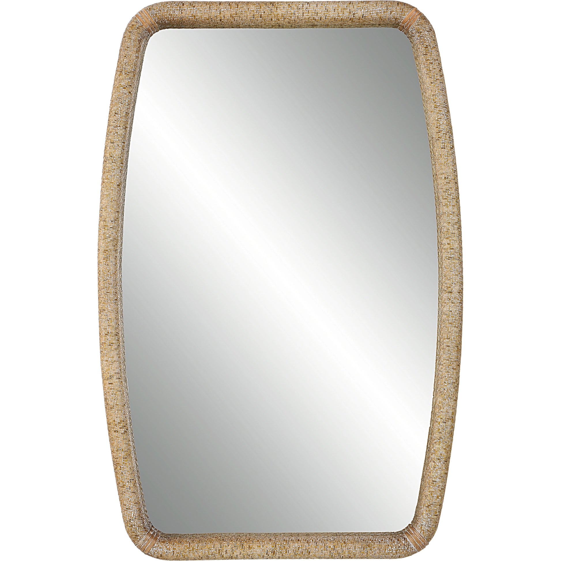 Tiki Mirror by Uttermost. Made from mirror, rattan, mdf in a coastal style.