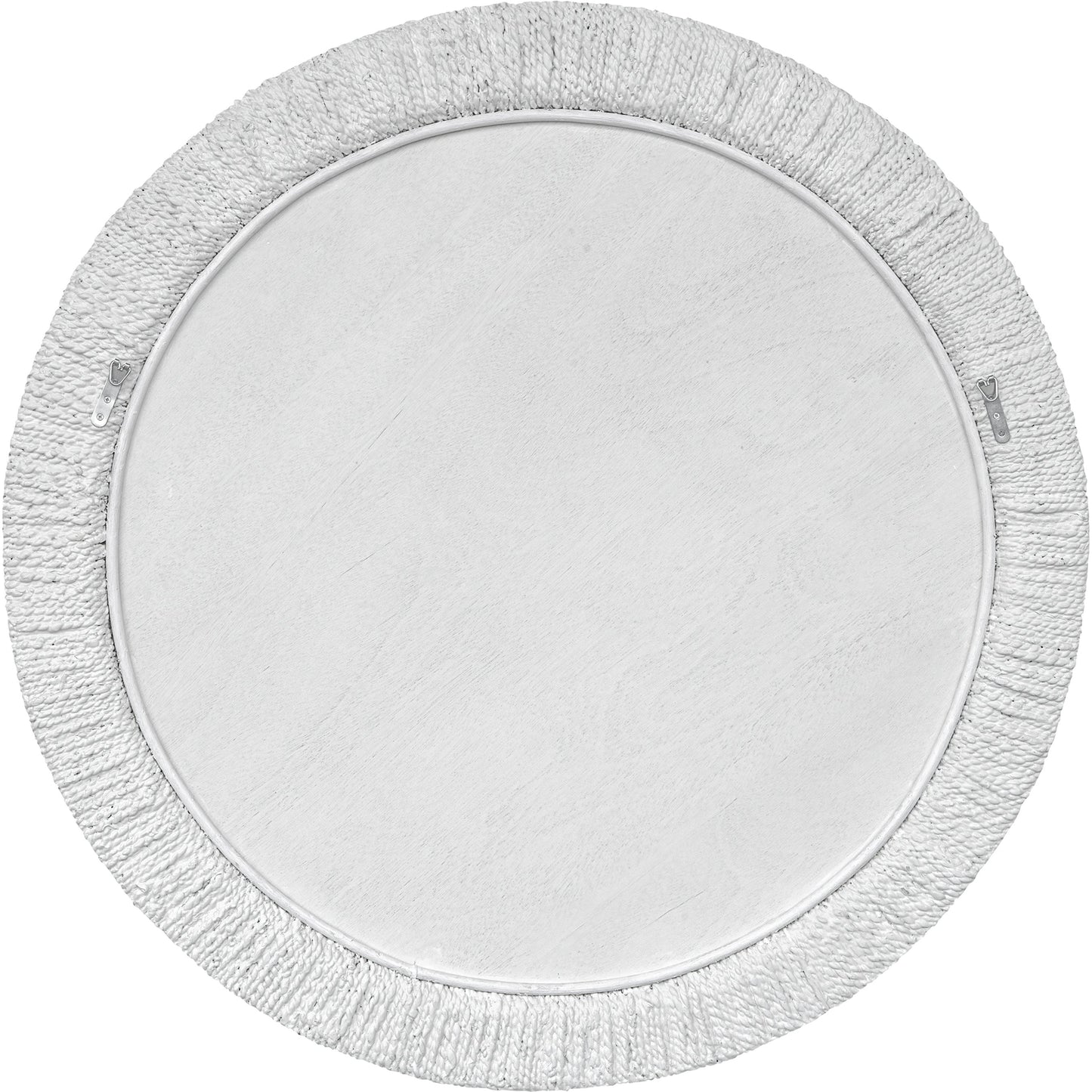 003 SI-1981159 | Closeup | Mariner Round Mirror by Uttermost. Made from banana weaving, rattan, plywood, glass in a modern style.
