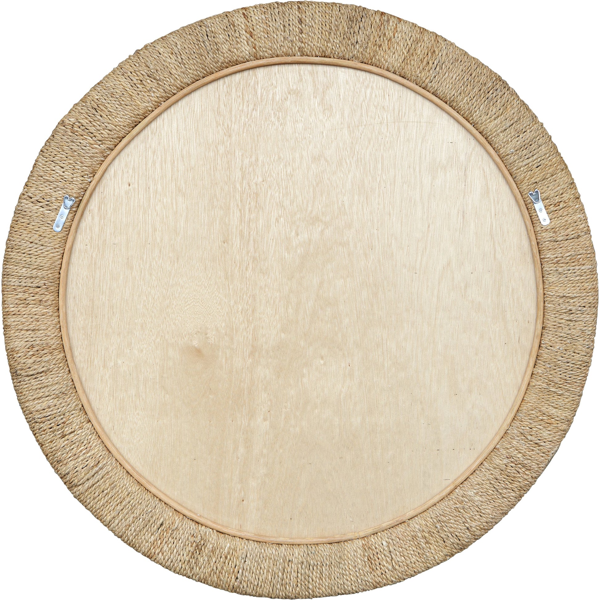 Mariner Round Mirror by Uttermost. Made from banana weaving, rattan, plywood, glass in a modern style.