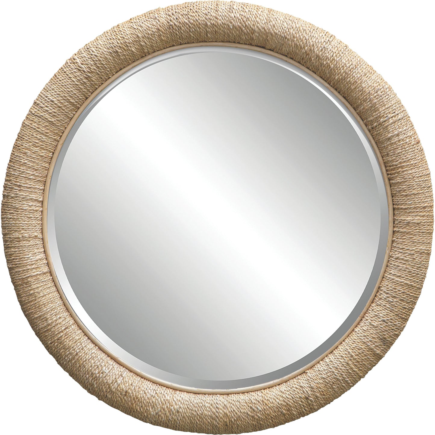 007 SI-1981160 | Primary Silo | Mariner Round Mirror by Uttermost. Made from banana weaving, rattan, plywood, glass in a modern style.