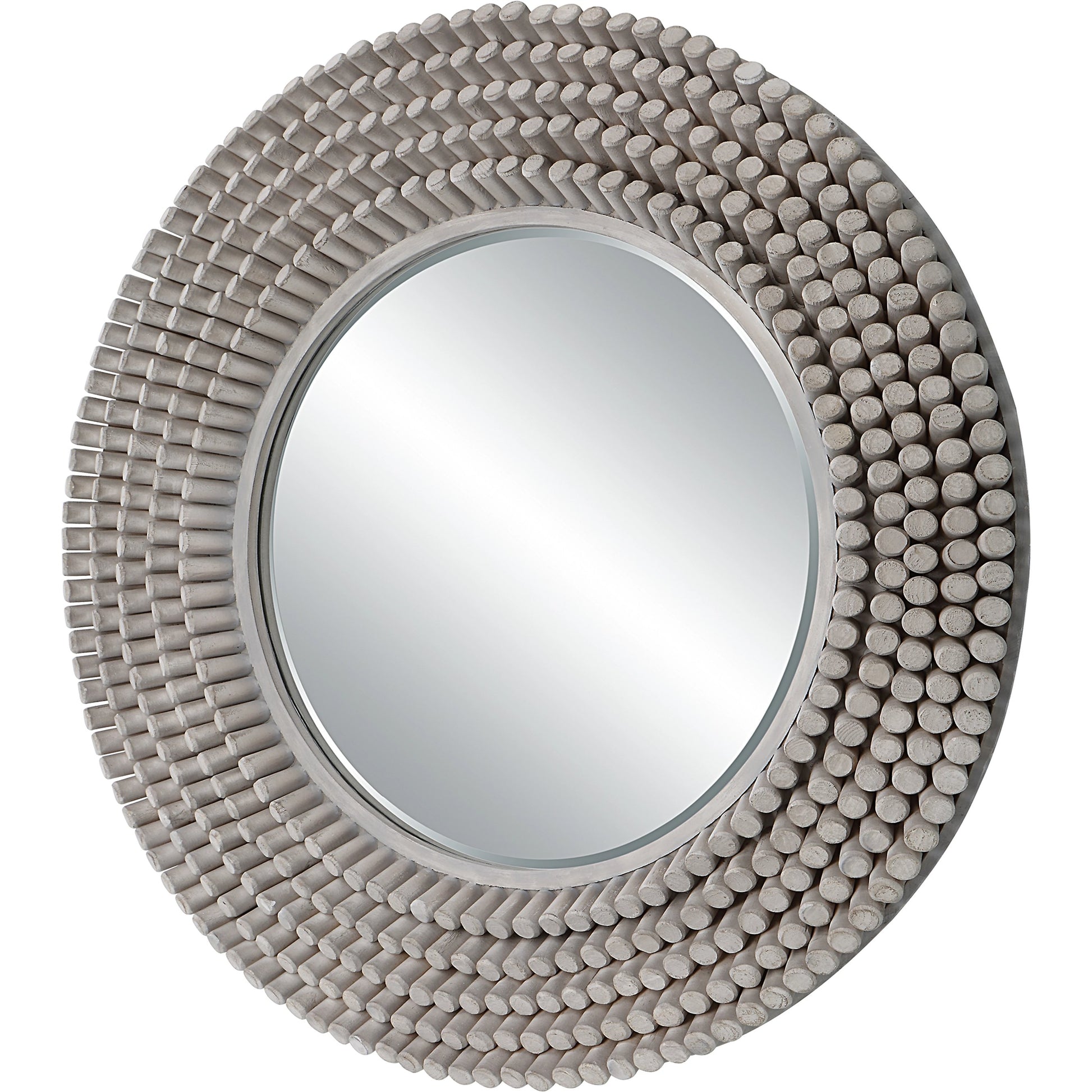 Portside Round Mirror by Uttermost in gray. Made from mdf, fir, mirror in a modern style.