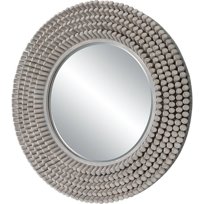 Portside Round Mirror by Uttermost in gray. Made from mdf, fir, mirror in a modern style.