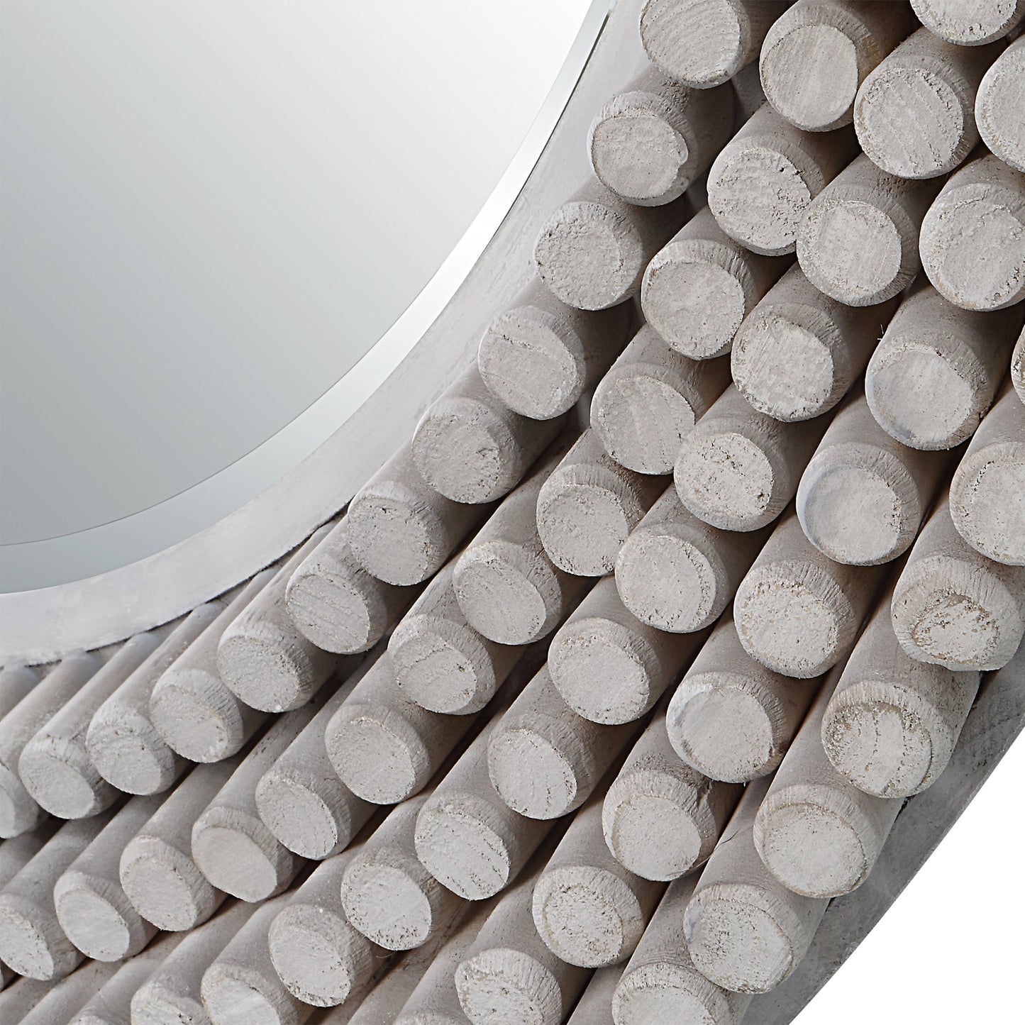 002 SI-1981199 | Closeup | Portside Round Mirror by Uttermost in gray. Made from mdf, fir, mirror in a modern style.