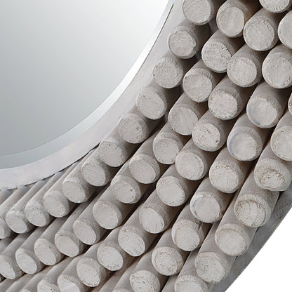 Portside Round Mirror by Uttermost in gray. Made from mdf, fir, mirror in a modern style.