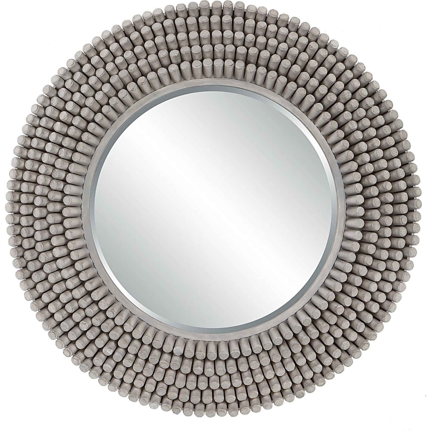 001 SI-1981199 | Primary Silo | Portside Round Mirror by Uttermost in gray. Made from mdf, fir, mirror in a modern style.