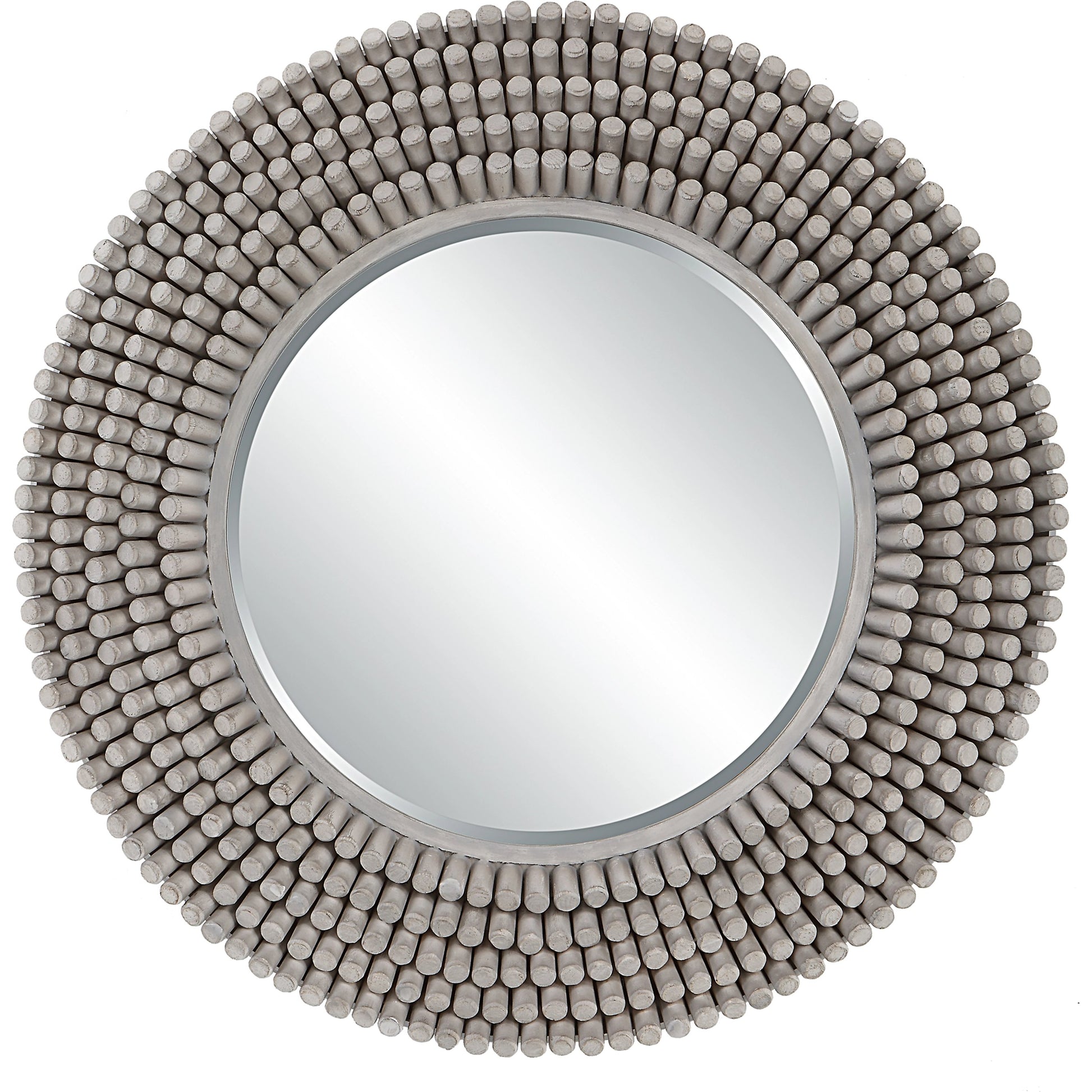 Portside Round Mirror by Uttermost in gray. Made from mdf, fir, mirror in a modern style.