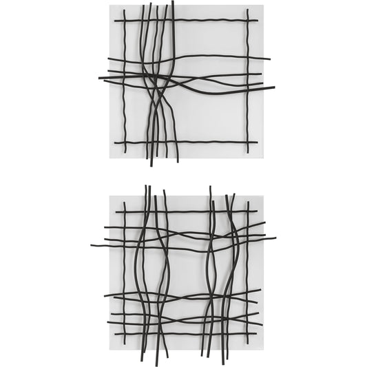 Genesis Wall Decor by Uttermost in black, white. Made from iron in a modern style.