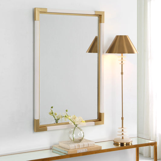 Malik Mirror by Uttermost in gold. Made from iron, mdf, mirror, shagreen in a modern style.