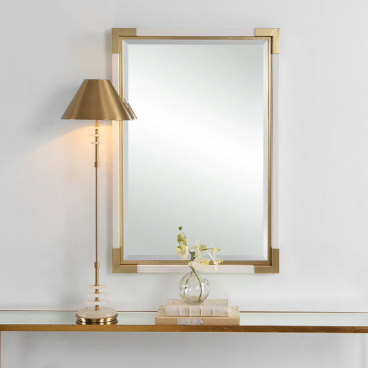 Malik Mirror by Uttermost in gold. Made from iron, mdf, mirror, shagreen in a modern style.