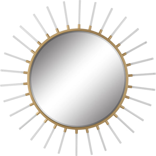 Oracle Round Mirror by Uttermost in gold. Made from mdf, mirror, iron, acrylic in a modern style.
