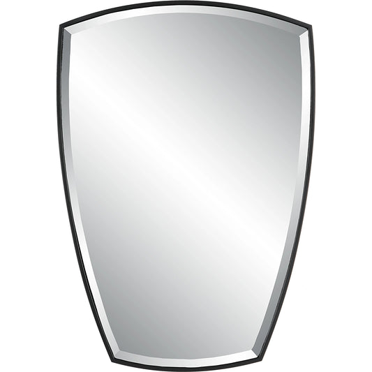 Crest Curved Mirror by Uttermost in satin black. Made from metal, mirror in a modern style.