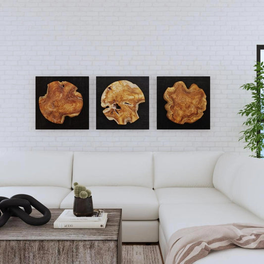 Kolini Wall Decor by Uttermost in satin black, natural teak. Made from mahogany, teak, plywood in a modern style.