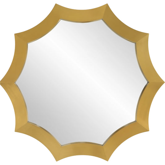 Flare Round Mirror by Uttermost in brass. Made from stainless steel, mirror, mdf in a modern style.