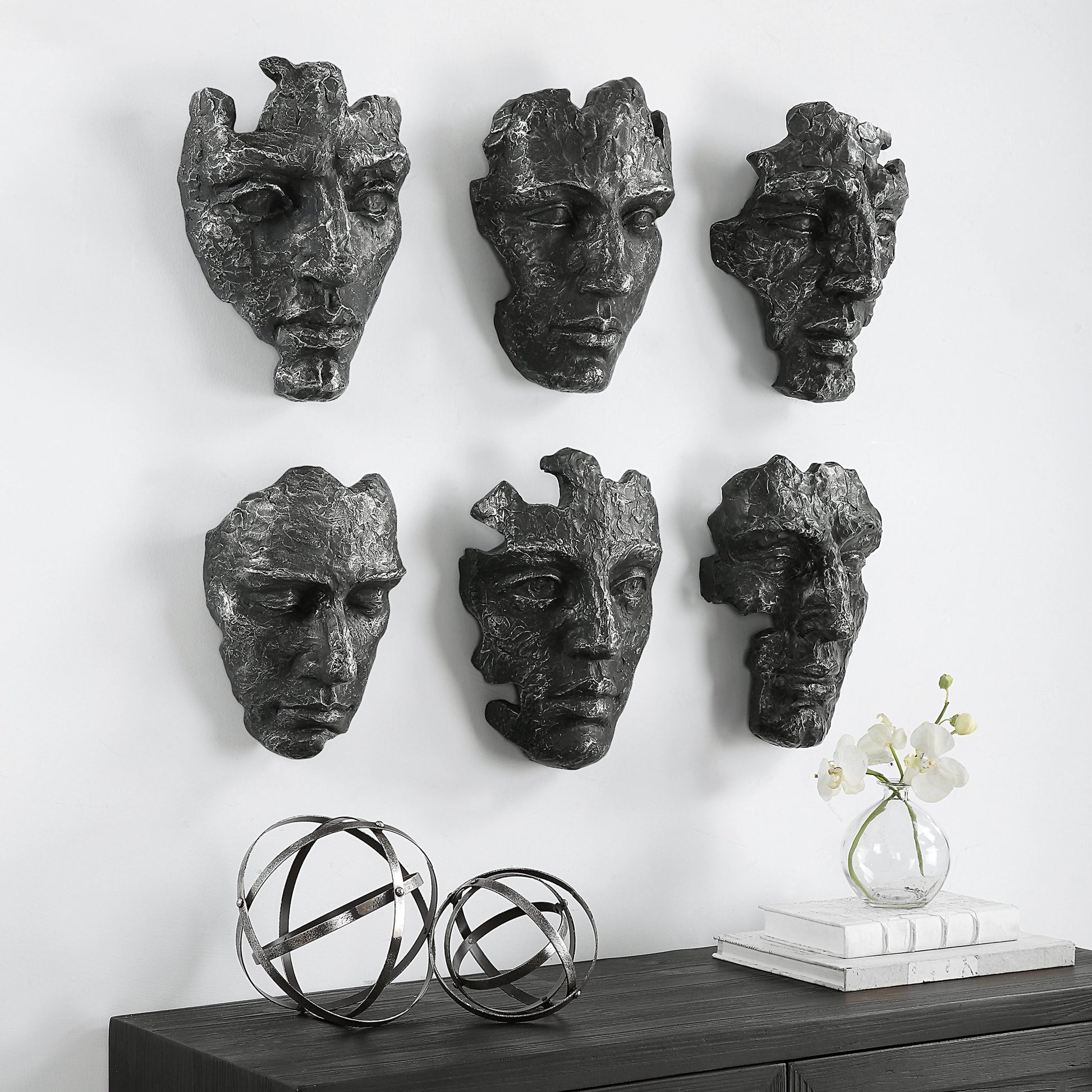 Self-Portrait Wall Decor by Uttermost in steel gray. Made from polyresin in a modern style.
