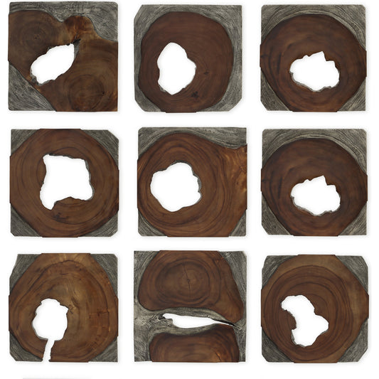 Jungle Paneled Wall Art by Uttermost in multi and coffee brown, rustic black. Made from suar wood in a modern style.