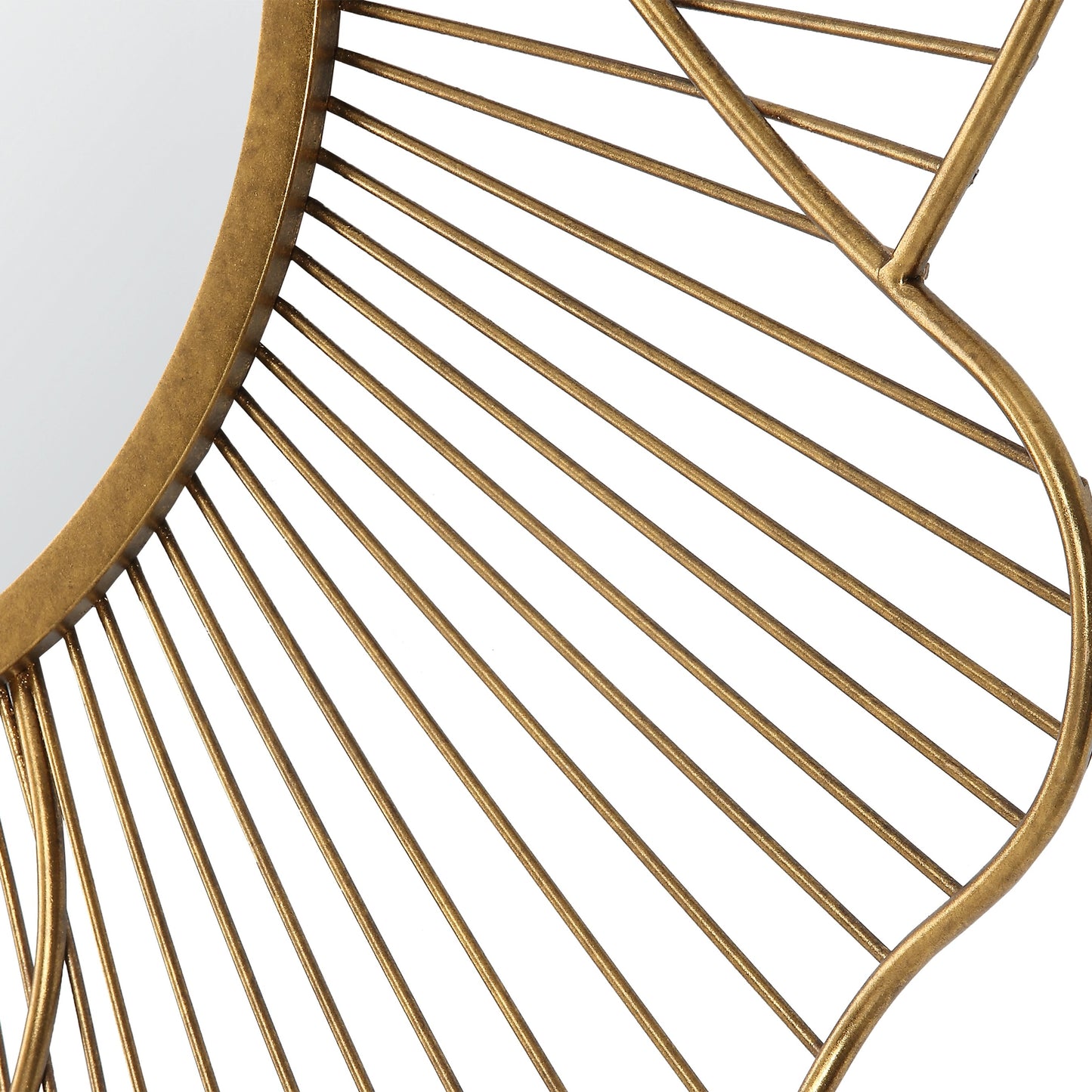 002 SI-1981229 | Closeup | Blossom Floral Mirror by Uttermost in gold. Made from steel, mirror, mdf in a modern style.