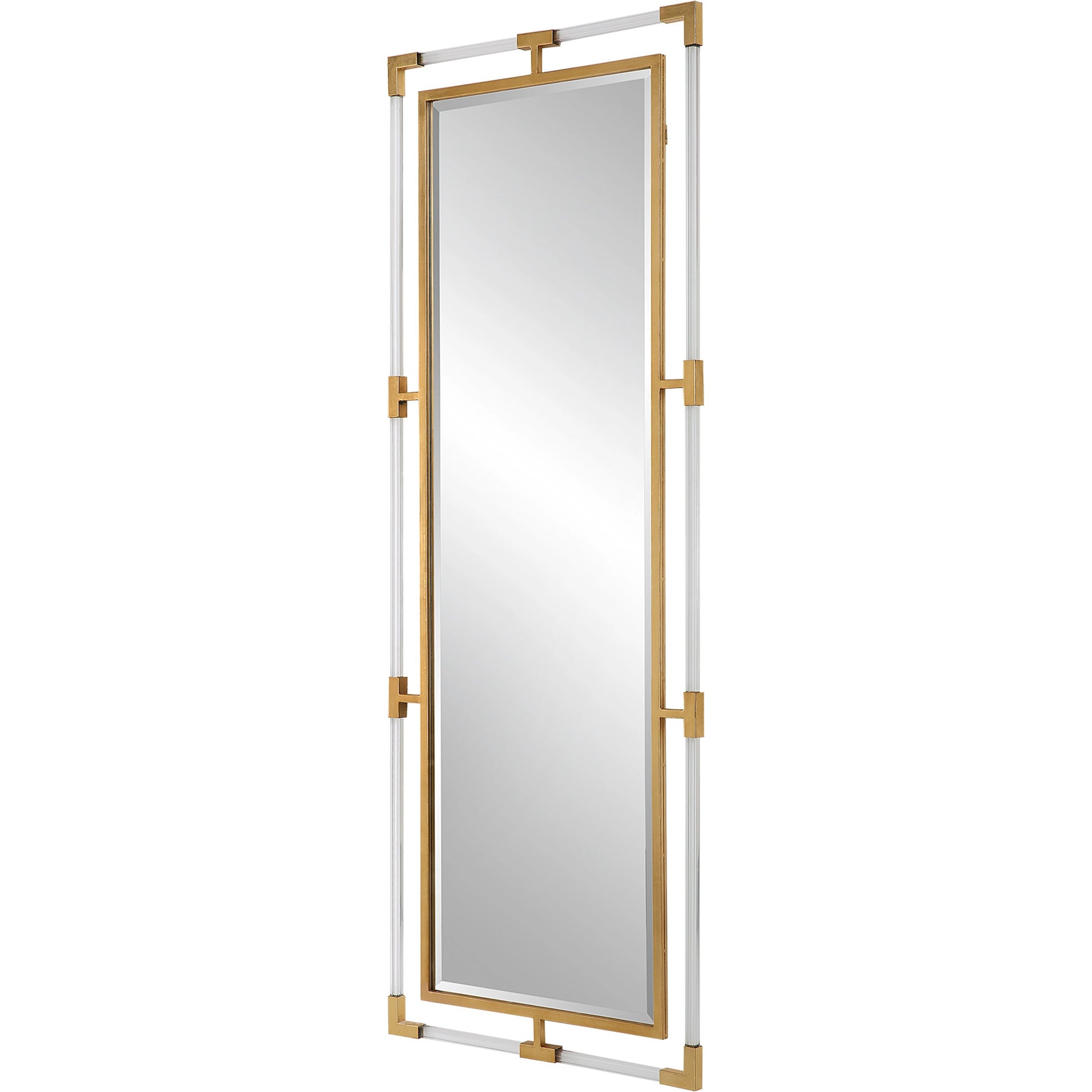 Balkan Tall Mirror by Uttermost in gold. Made from mirror, acrylic, iron, mdf in a modern style.
