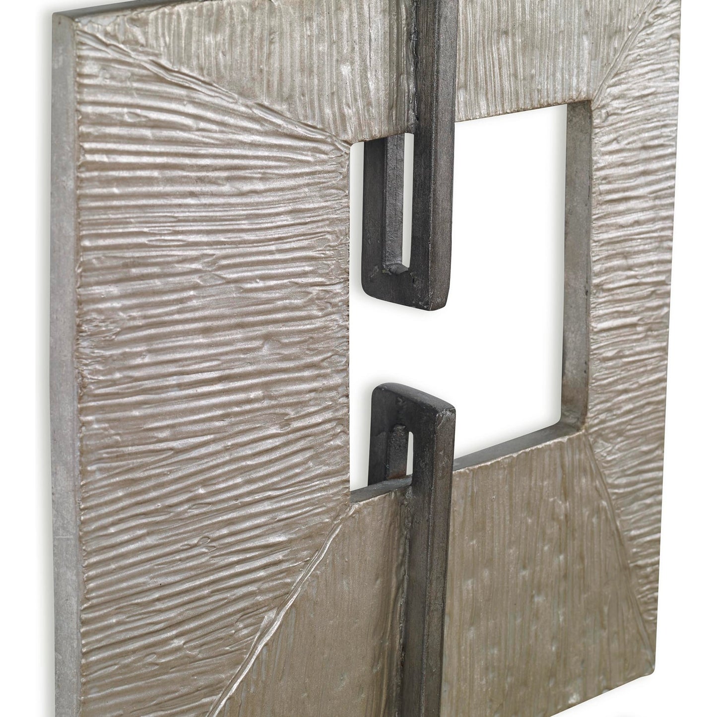 005 SI-2016409 | Closeup | Linked Wall Decor by Uttermost in champagne gold, aged silver. Made from iron sheet in a modern style.