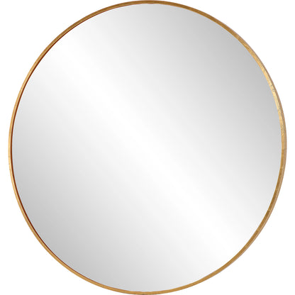 Junius Round Mirror by Uttermost in gold. Made from mirror, mdf, iron in a modern style.