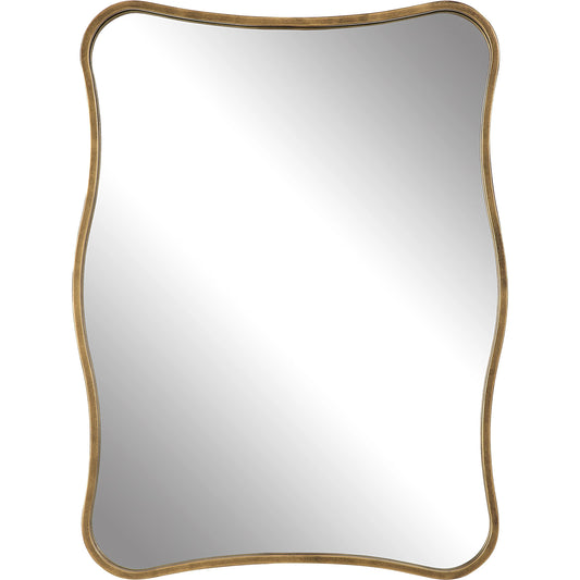 Pavia Curvy Vanity Mirror by Uttermost in gold. Made from iron, mirror, mdf in a modern style.
