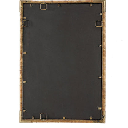 Kampar Vanity Mirror by Uttermost in gold. Made from iron, mirror, mdf, rattan in a modern style.